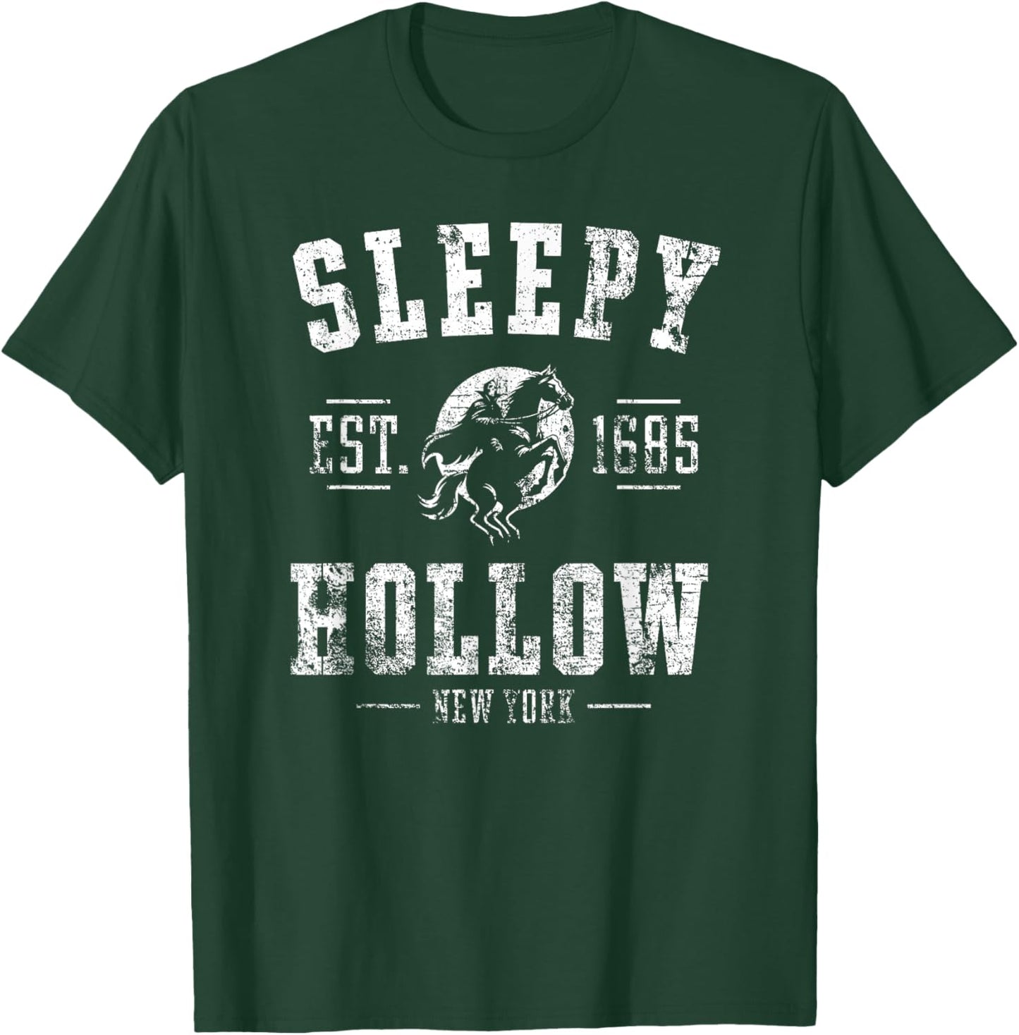 Sleepy Hollow New York Est. 1685 Horseman Distressed Print T-Shirt - T-Shirt | Forest
