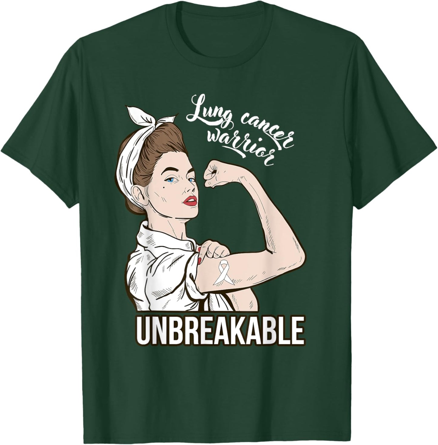 Lung Cancer Awareness Warrior Unbreakable Support T-Shirt - T-Shirt | Forest