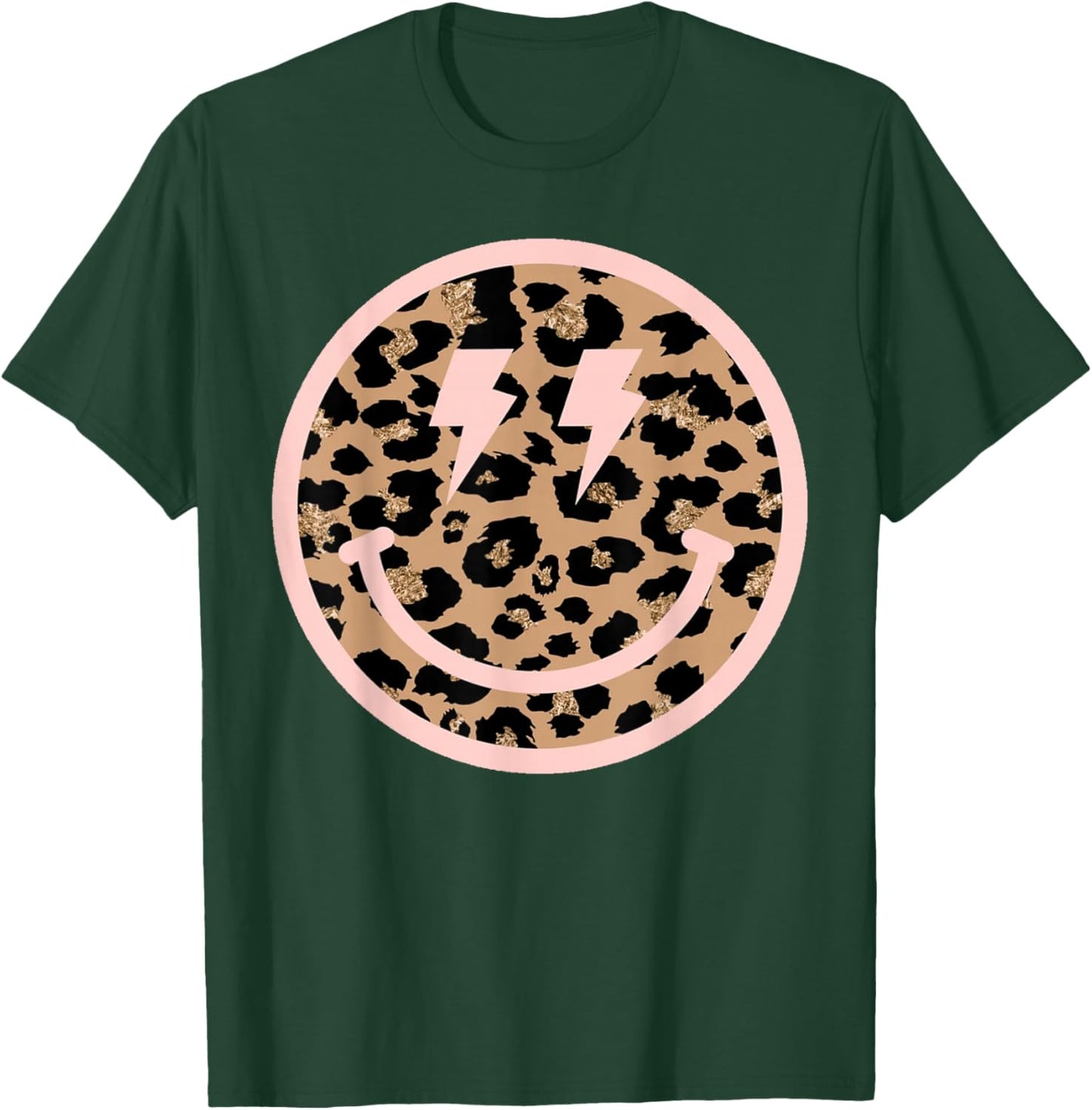 Leopard Smile Face Shirt Lightning Bolt Eyes Happy Face T-Shirt - T-Shirt | Forest