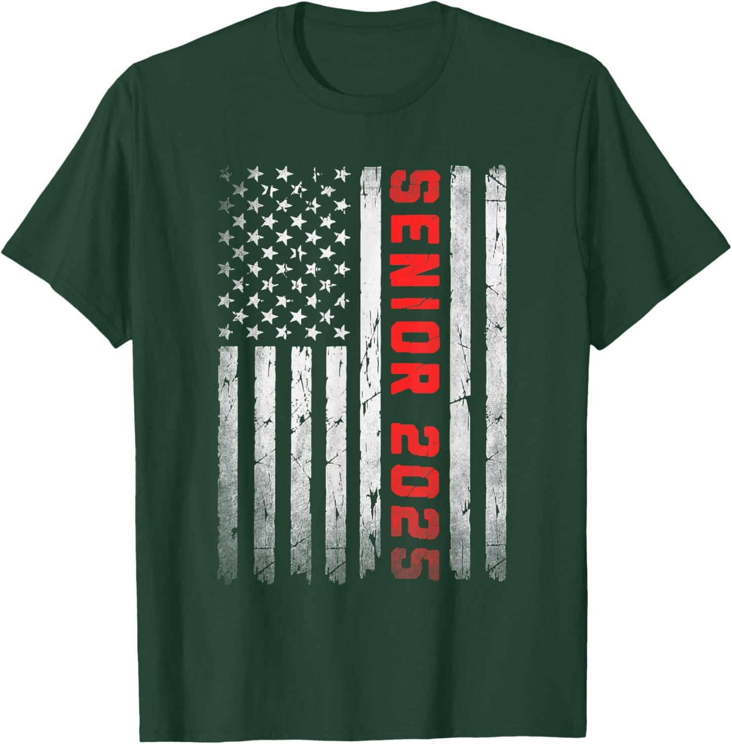 Senior 2025 Patriotic American Flag Graduation Class of 2025 Women Kids Men T-Shirt - T-Shirt | Forest