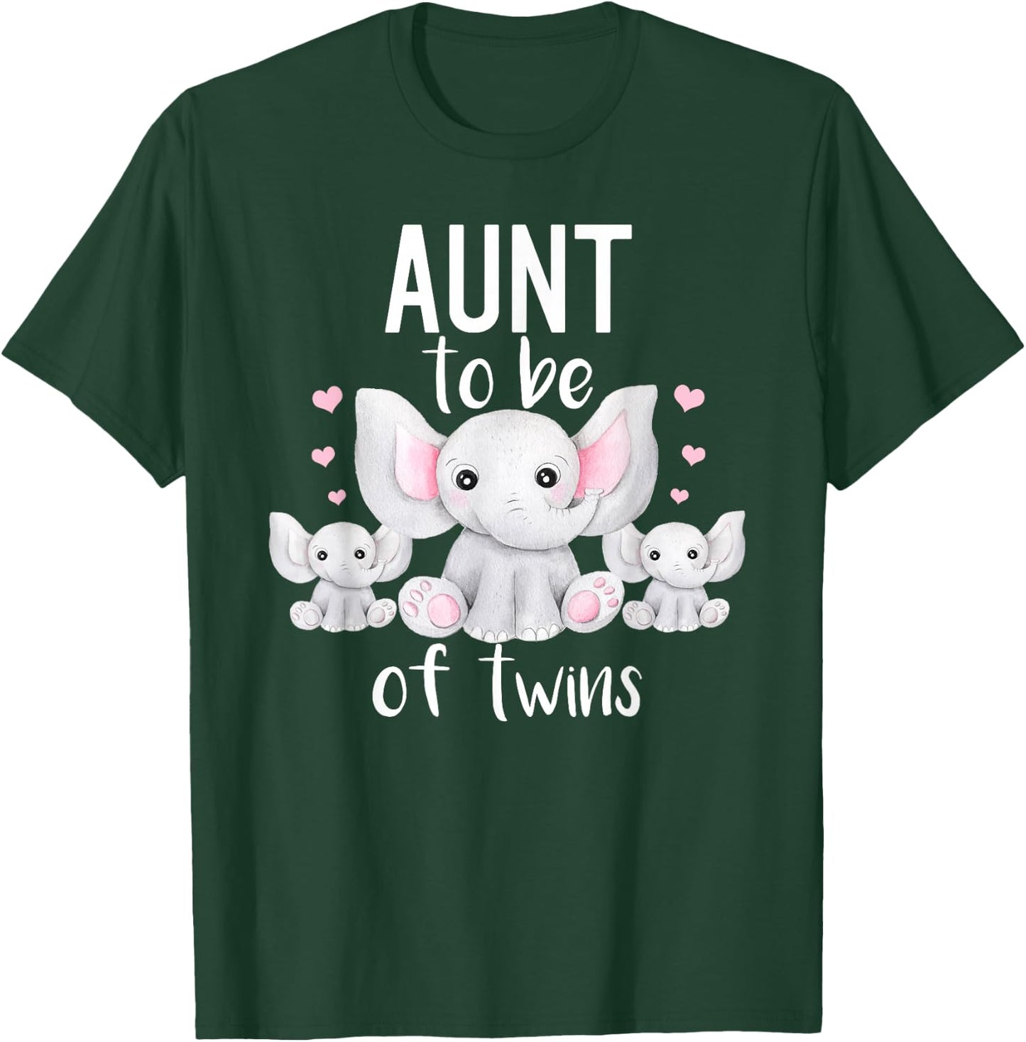 Aunt To Be Of Twins Elephant Baby Shower Twin Aunt T-Shirt - T-Shirt | Forest