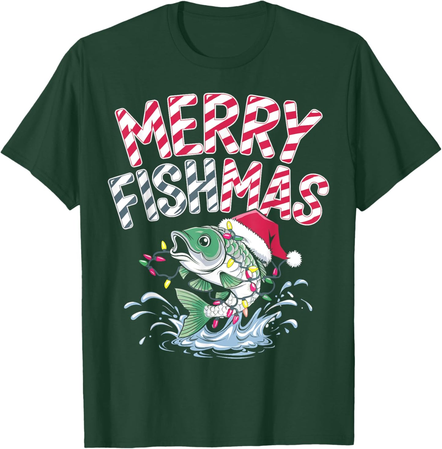 Merry Fishmas Santa Fishing Lovers Funny Fisherman Christmas T-Shirt - T-Shirt | Forest