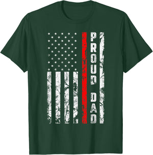 Proud Dad of Firefighter Gift Patriotic Firefighter's Dad T-Shirt - T-Shirt | Forest