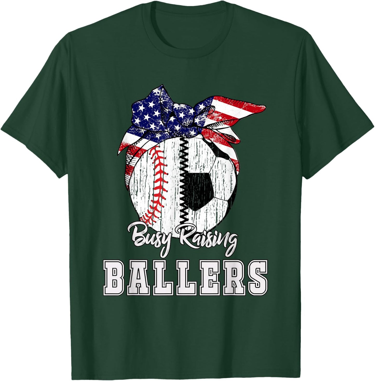 Busy Raising Ballers Baseball Soccer - Soccer mom T-Shirt - T-Shirt | Forest