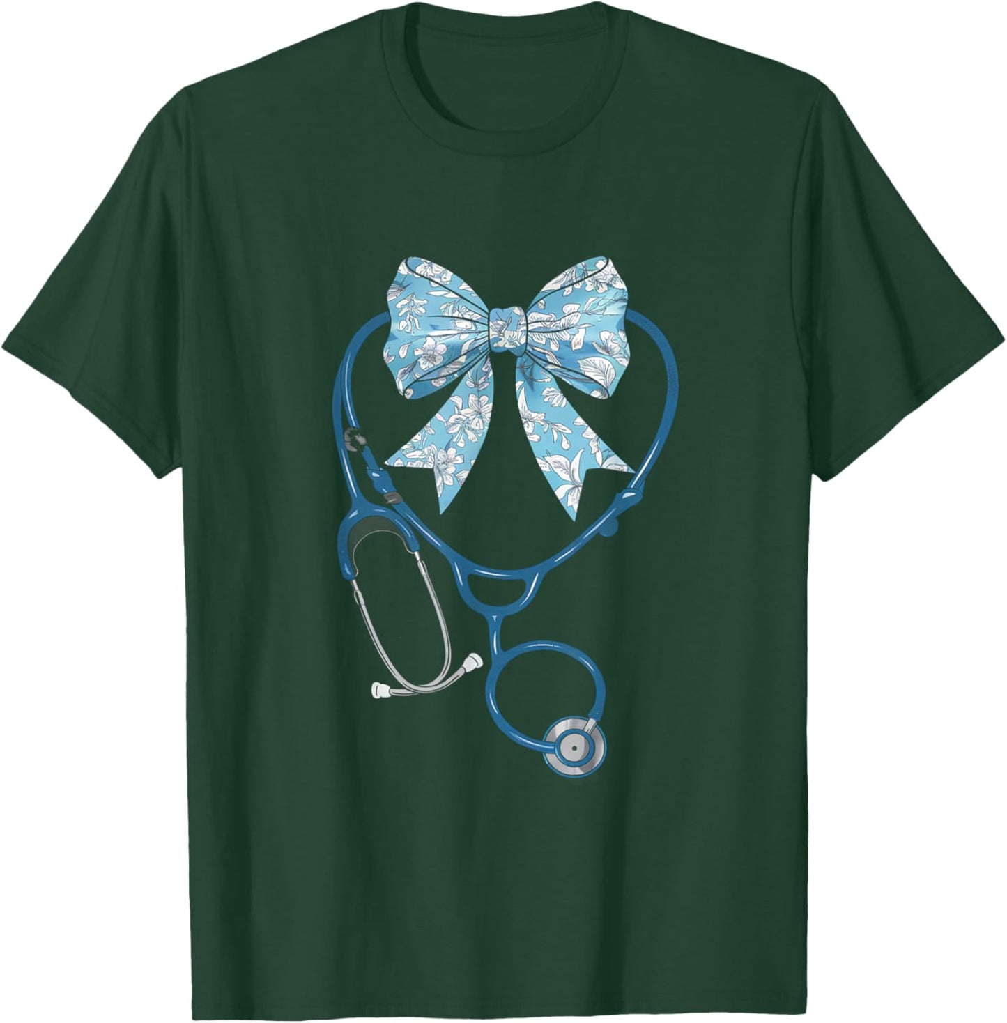 Toile Nurse Bow Blue Coquette Nurse Stethoscope Bow T-Shirt - T-Shirt | Forest