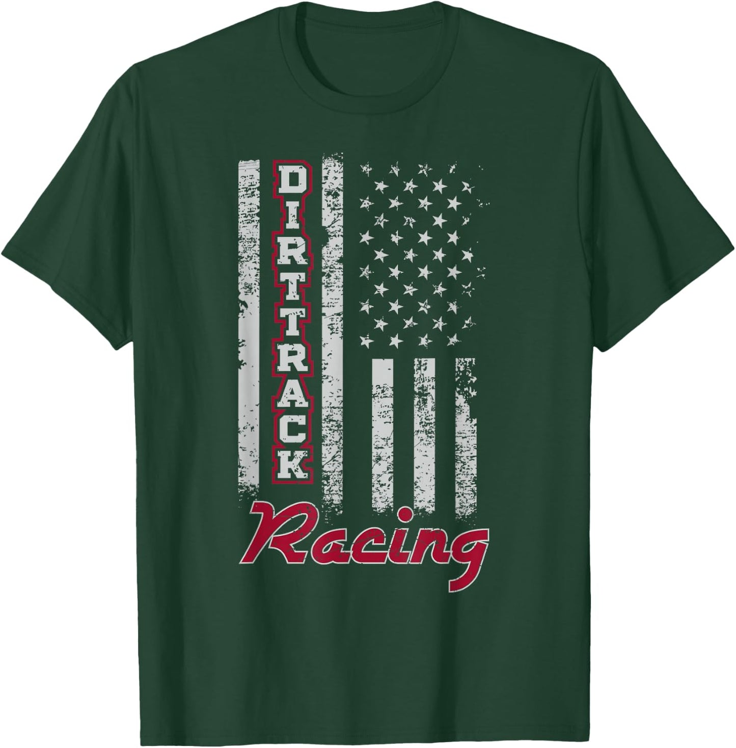 Dirt Track Racing Gift Design American Flag T-Shirt - T-Shirt | Forest