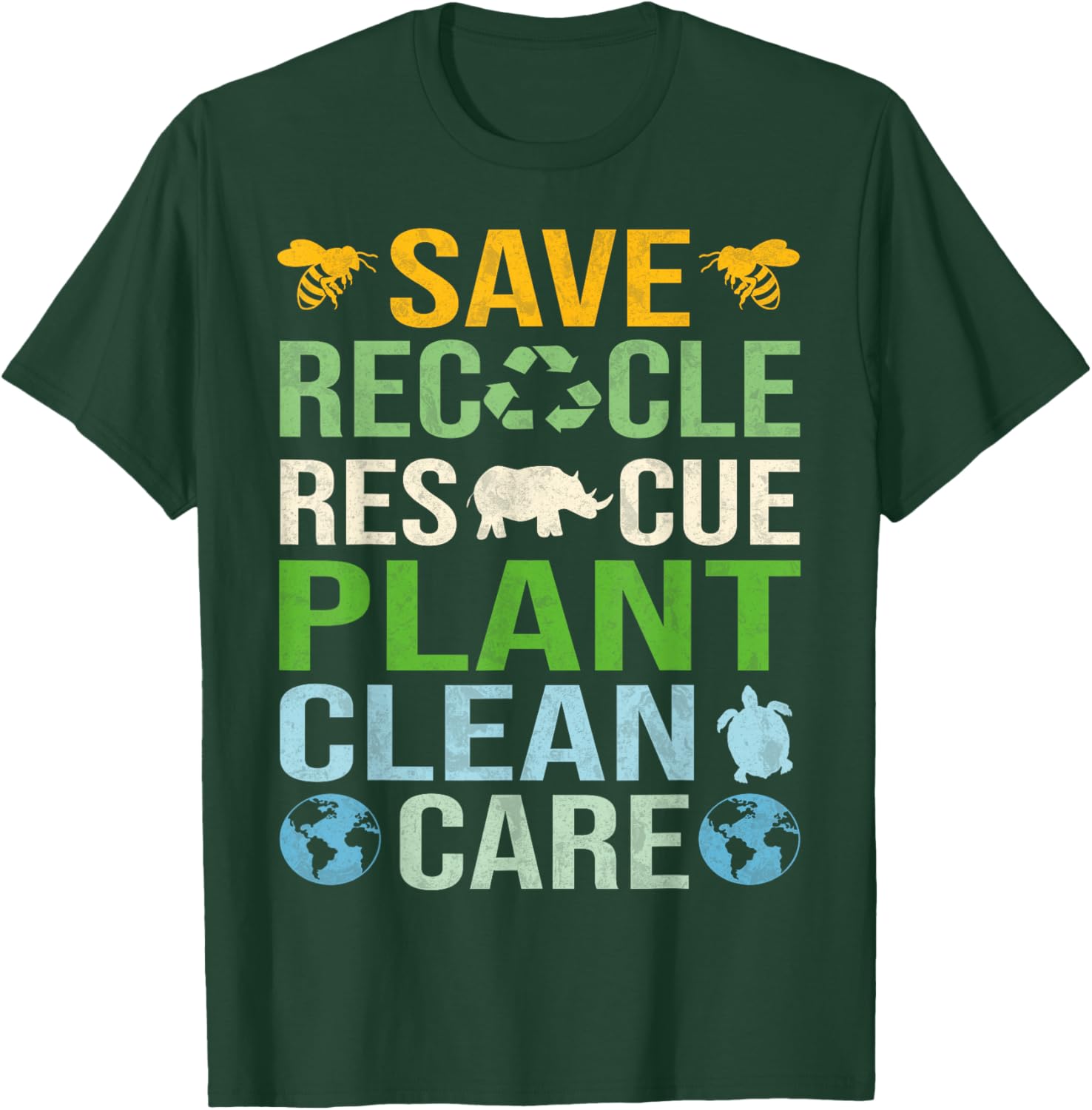 Save Bees Rescue Animals Recycle Plastics Fun Earth Day T-Shirt - T-Shirt | Forest