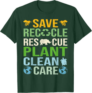 Save Bees Rescue Animals Recycle Plastics Fun Earth Day T-Shirt - T-Shirt | Forest