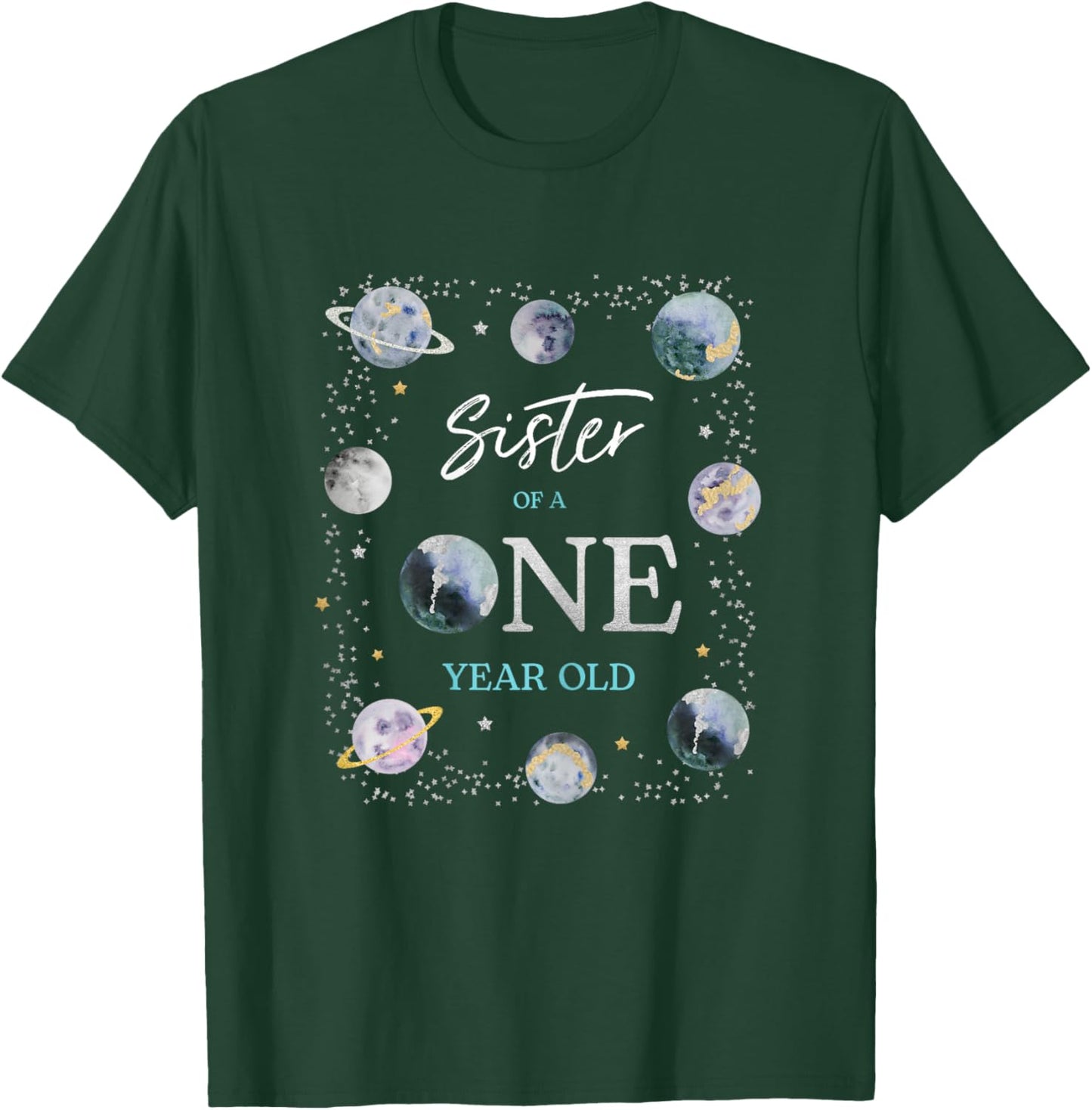 Sister Houston We Have A One Year Old Space Theme Birthday T-Shirt - T-Shirt | Forest