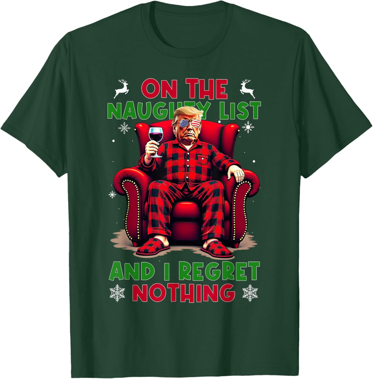 On the Naughty List and I Regret Nothing Horror Christmas T-Shirt - T-Shirt | Forest
