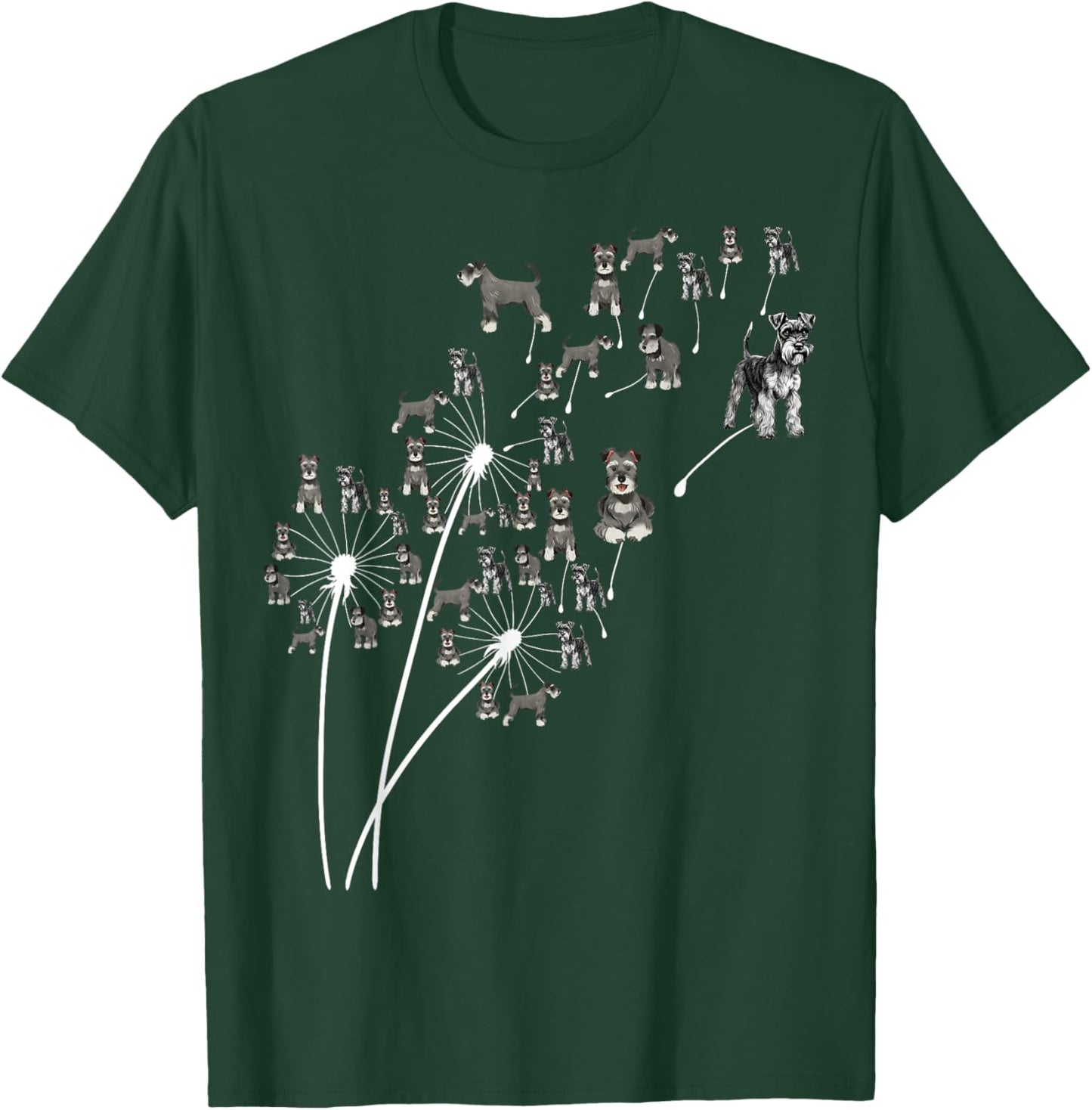 Dandelion Schnauzer Flower, Floral Miniature Schnauzer Tree T-Shirt - T-Shirt | Forest