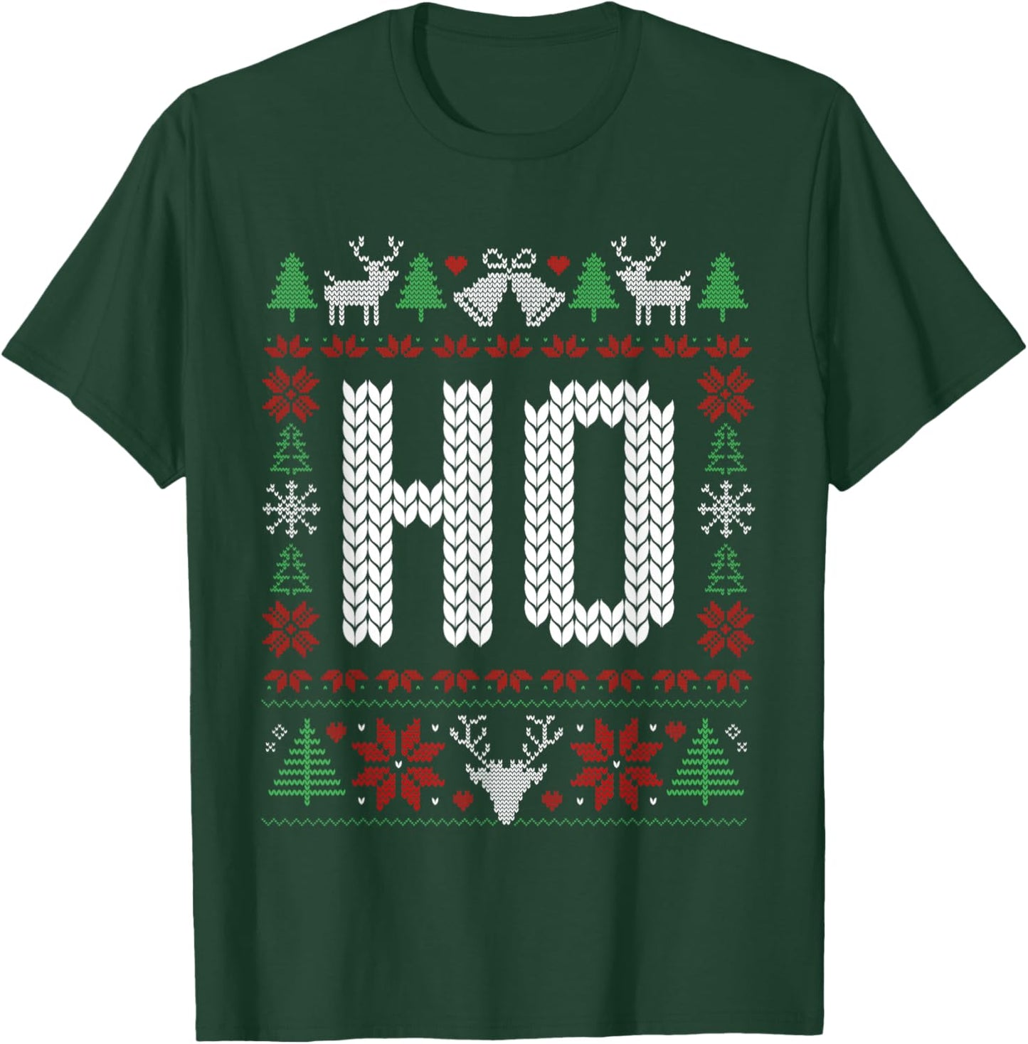 Funny Ho Ugly Christmas Sweater Couples Matching Xmas Outfit T-Shirt - T-Shirt | Forest
