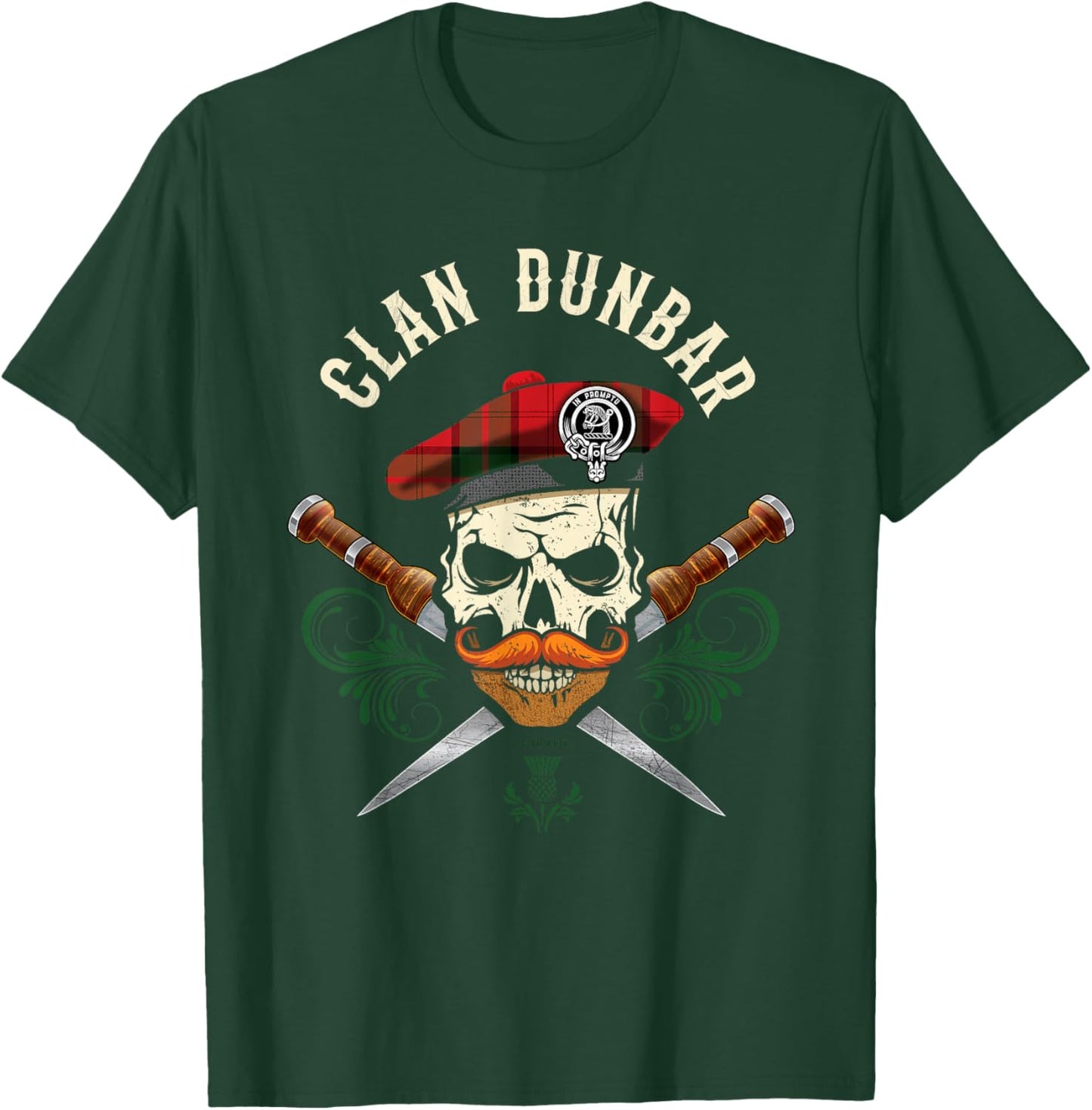 Scottish Clan Dunbar Surname Skull Dirks Tartan Badge T-Shirt - T-Shirt | Forest