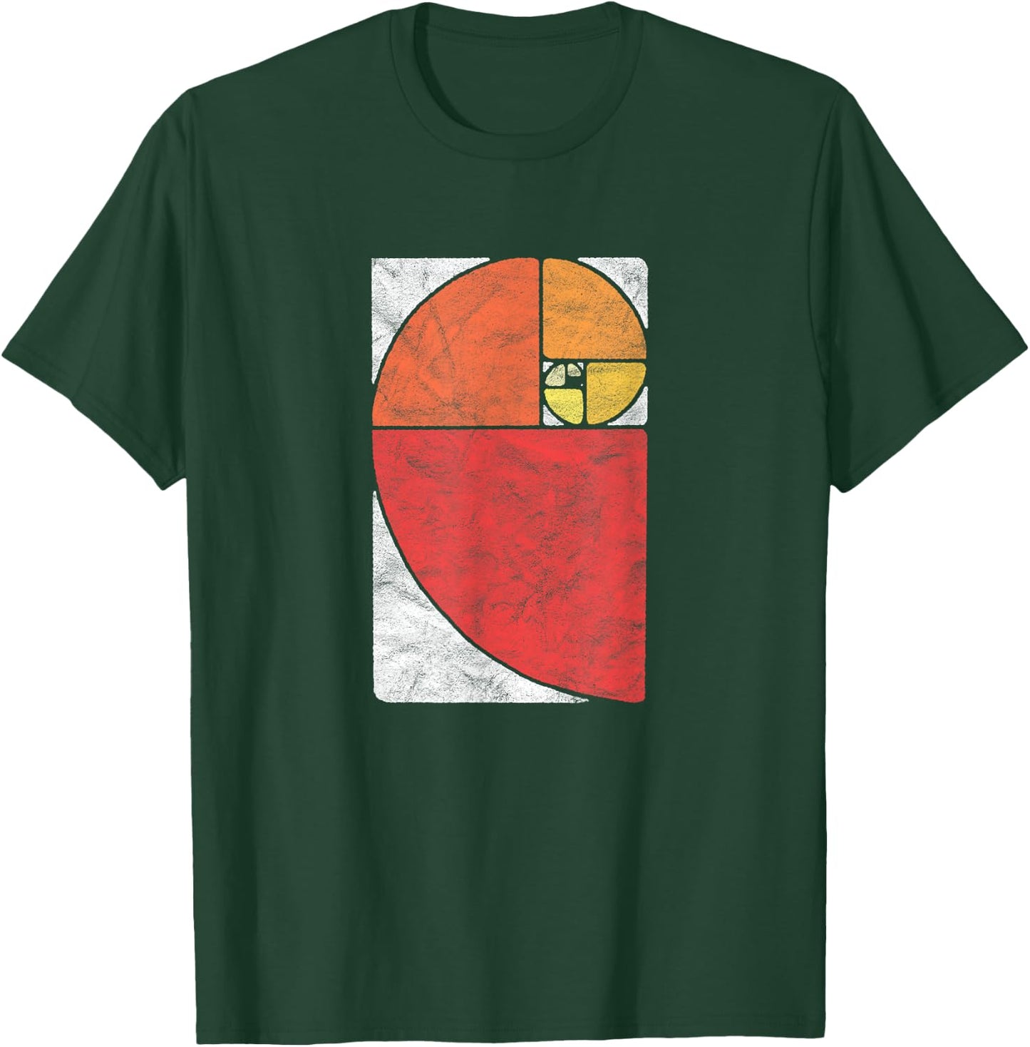 Vintage Fibonacci Sequence Golden Ratio Spiral Distressed T-Shirt - T-Shirt | Forest
