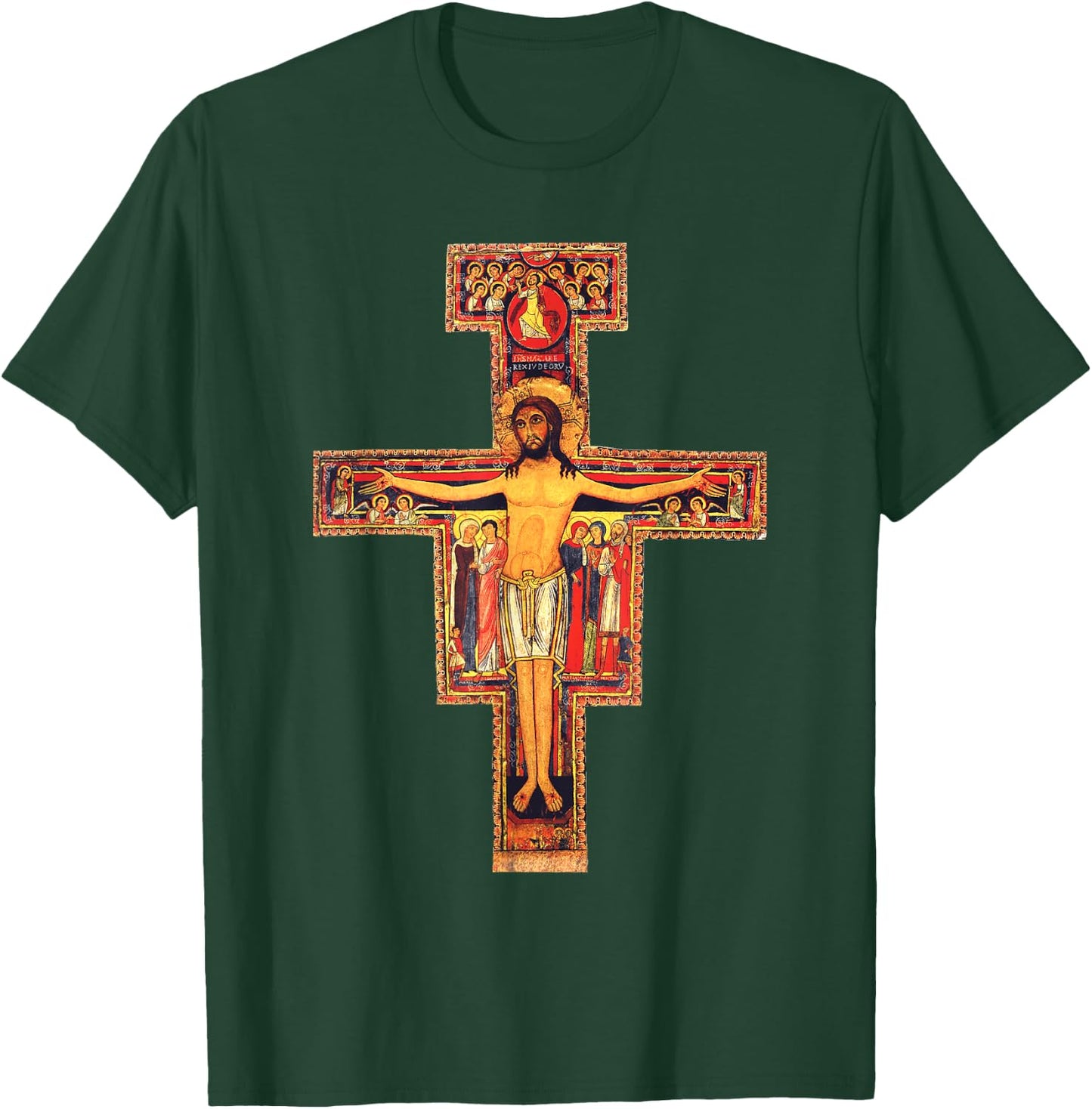San Damiano Catholic Saint Cross T-Shirt - T-Shirt | Forest