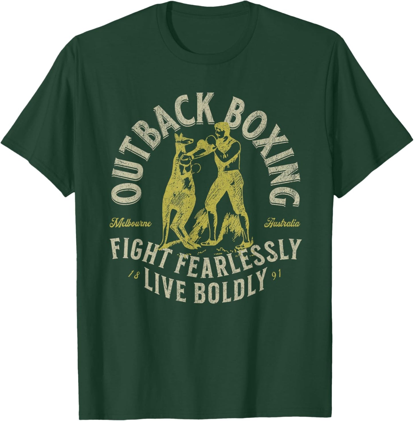 Outback Boxing Man vs Kangaroo Melbourne Australia 1891 T-Shirt - T-Shirt | Forest