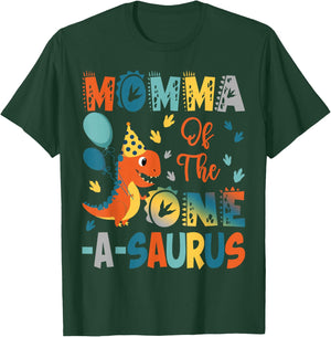 Momma Of The One-A-Saurus 2Nd Birthday Dinosaur Party T-Shirt - T-Shirt | Forest