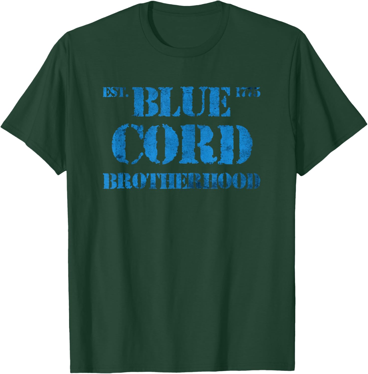 Blue Cord Brotherhood Est. 1775 Distressed T-Shirt - T-Shirt | Forest