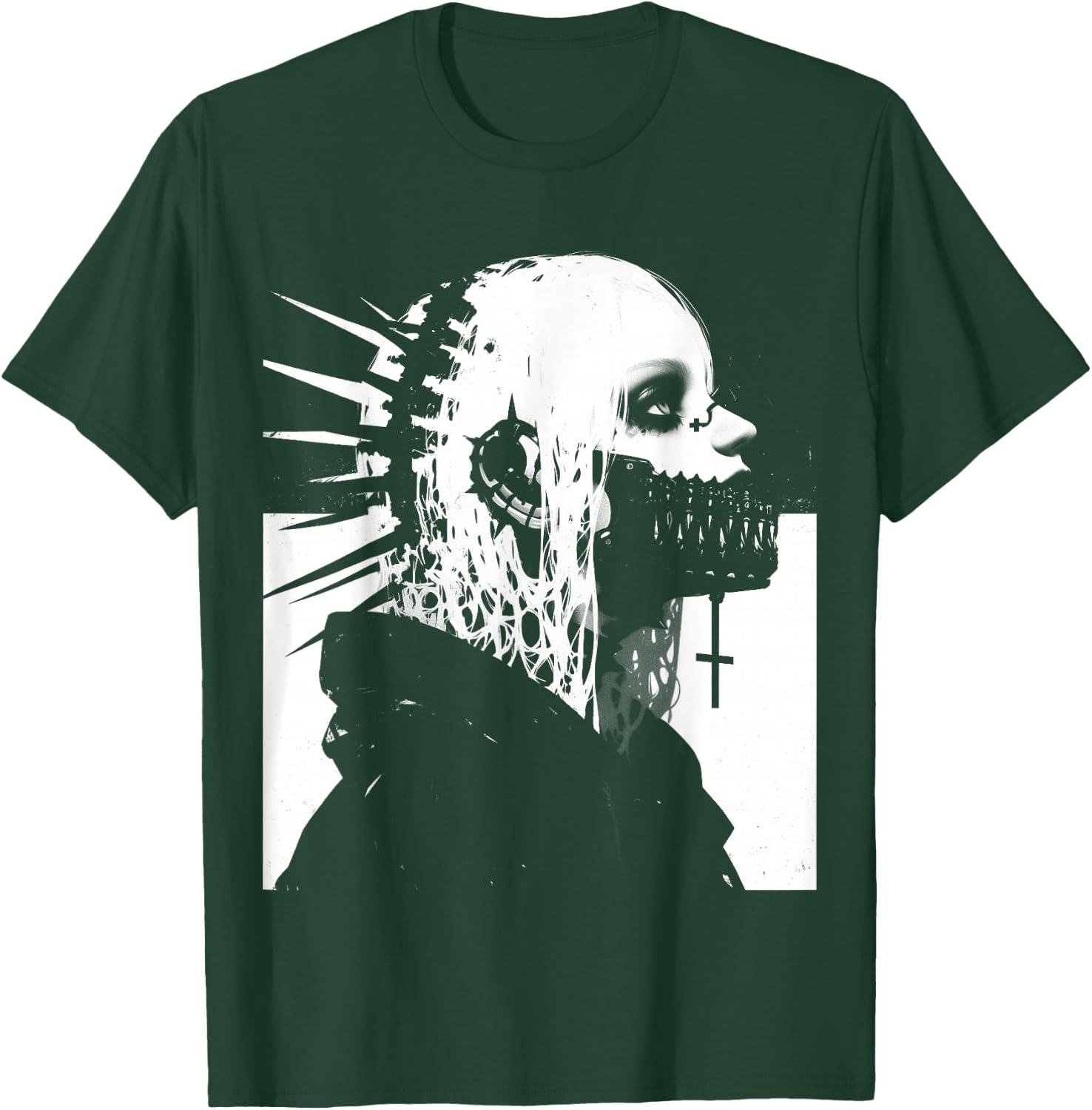 Horror Techwear Ghoul Girl Cybergoth Gothic Anime Manga T-Shirt - T-Shirt | Forest