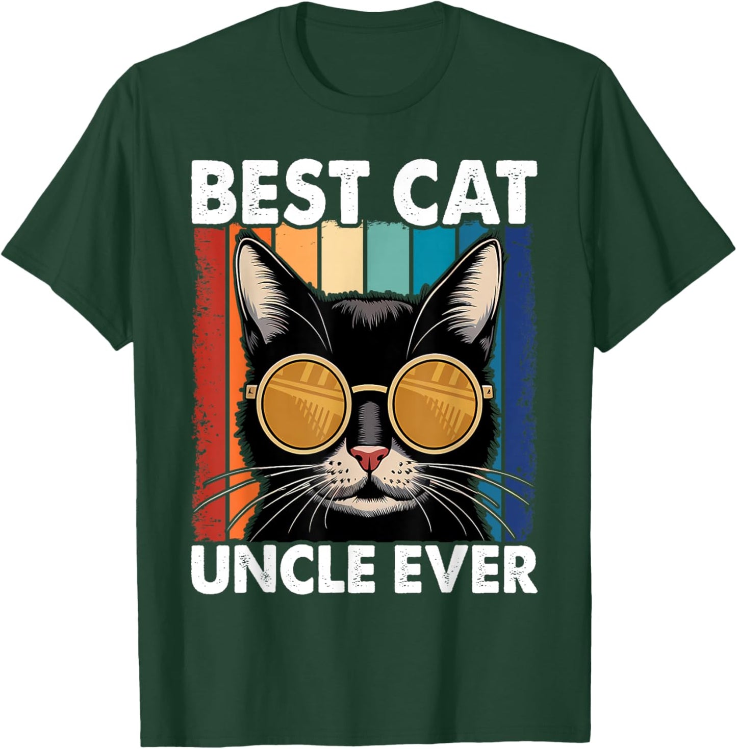 Best Cat Uncle Ever Men Cat Lover Black Cat Themed Funny Cat T-Shirt - T-Shirt | Forest
