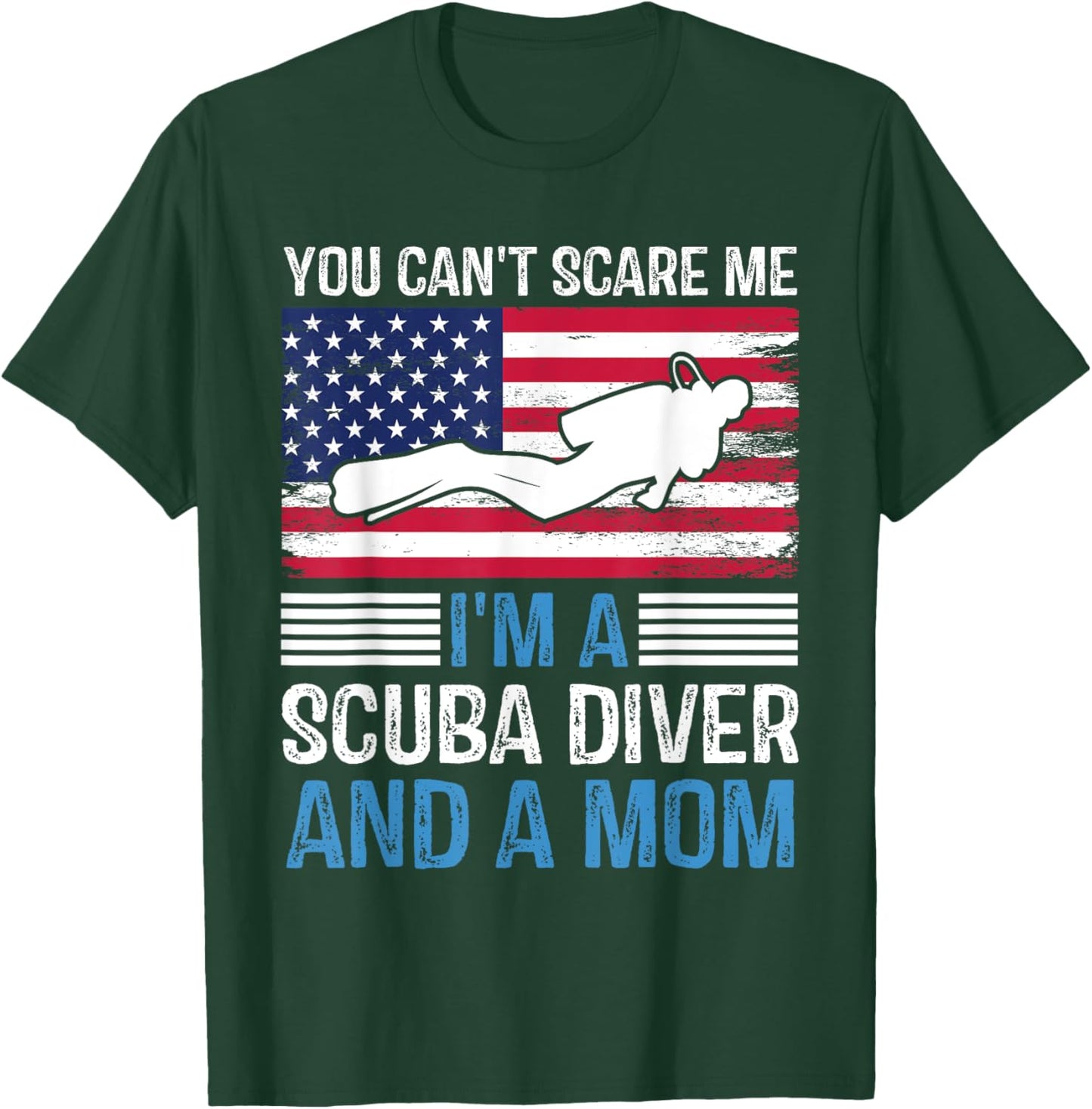 Divers Scuba Diving Mask Snorkel Fins American Flag USA Women Kids Men T-Shirt - T-Shirt | Forest