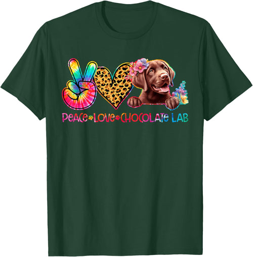 Peace Love Chocolate Lab Tie Dye Dog Lover Women Kids
