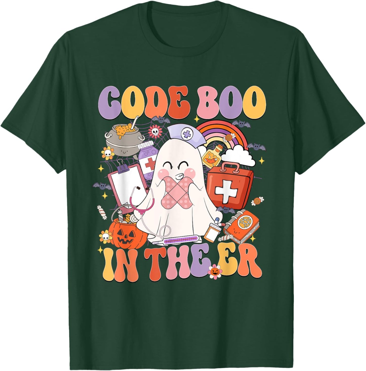 Code Boo In The ER Emergency Room Nurse Boo Halloween T-Shirt - T-Shirt | Forest