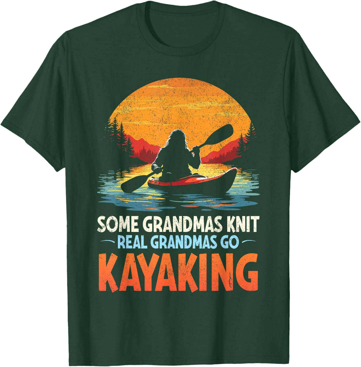 Some grandmas knit real grandmas go kayaking bigfoot retro T-Shirt - T-Shirt | Forest