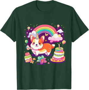 Corgi Unicorn Rainbow Cake T-Shirt - T-Shirt | Forest