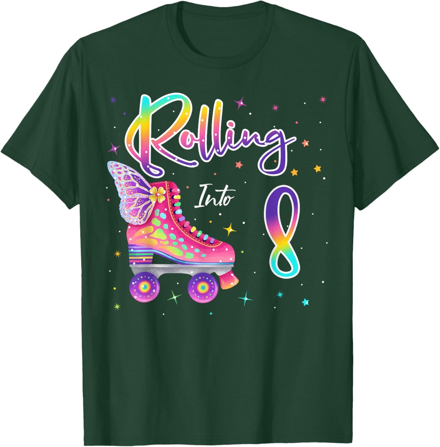 Rolling Into 8 years. Lets Roll I'm Turning 8 Roller Skates T-Shirt - T-Shirt | Forest