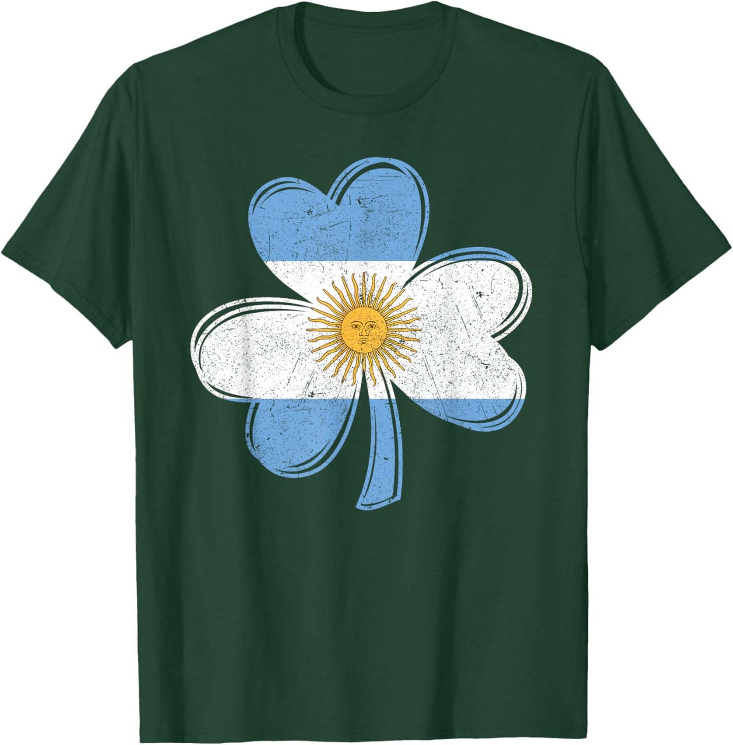 Argentina Flag Shamrock Irish Patriotic Patricks Day Retro T-Shirt - T-Shirt | Forest