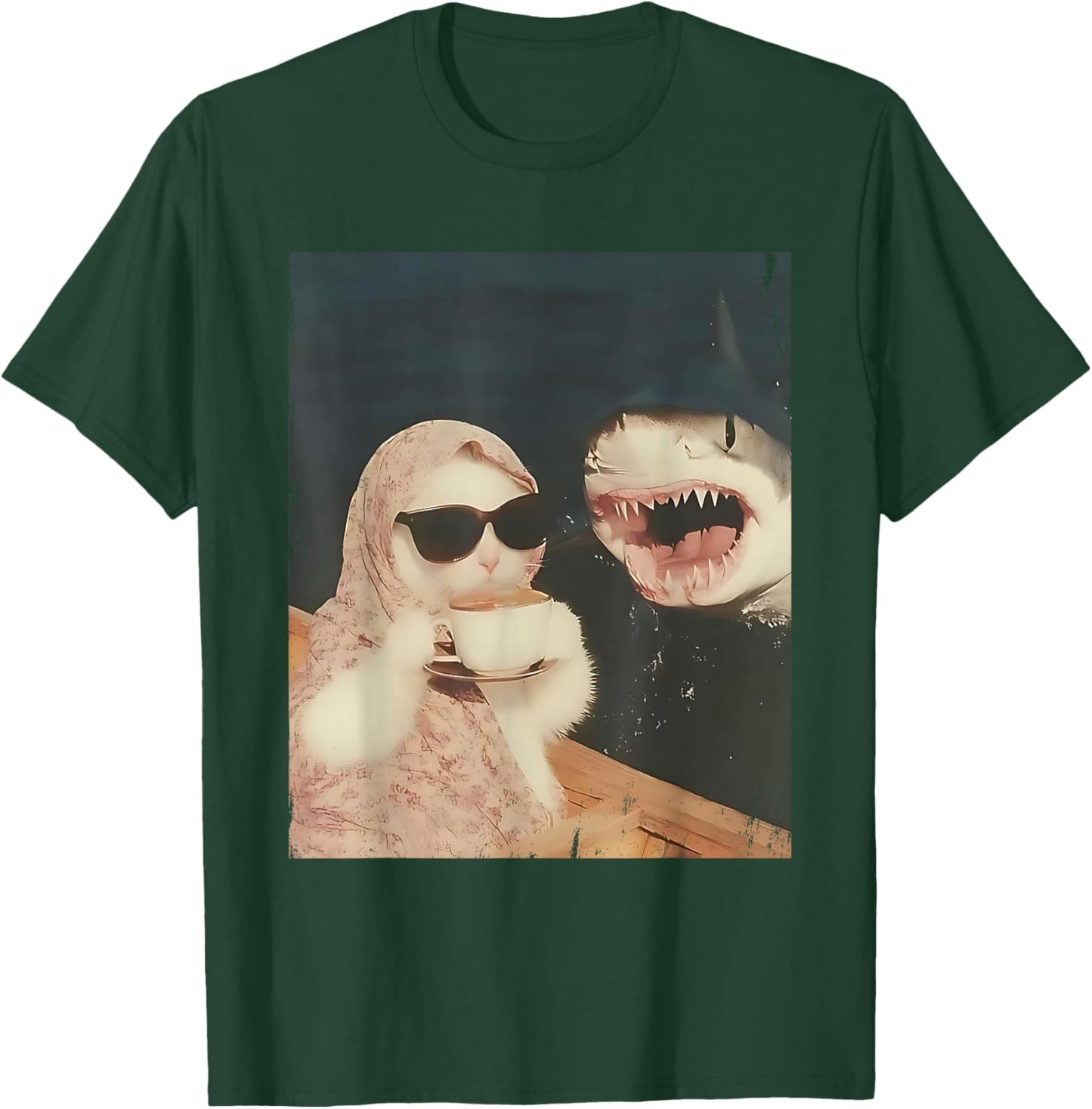Funny Cat Shark Meme Cat Scarf Chilling Babushka Cat Women T-Shirt - T-Shirt | Forest