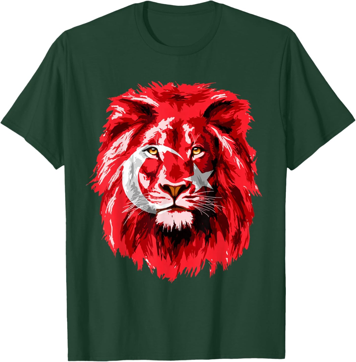 Turkey Flag with Lion Face Turkish Türkiye Flag T-Shirt - T-Shirt | Forest
