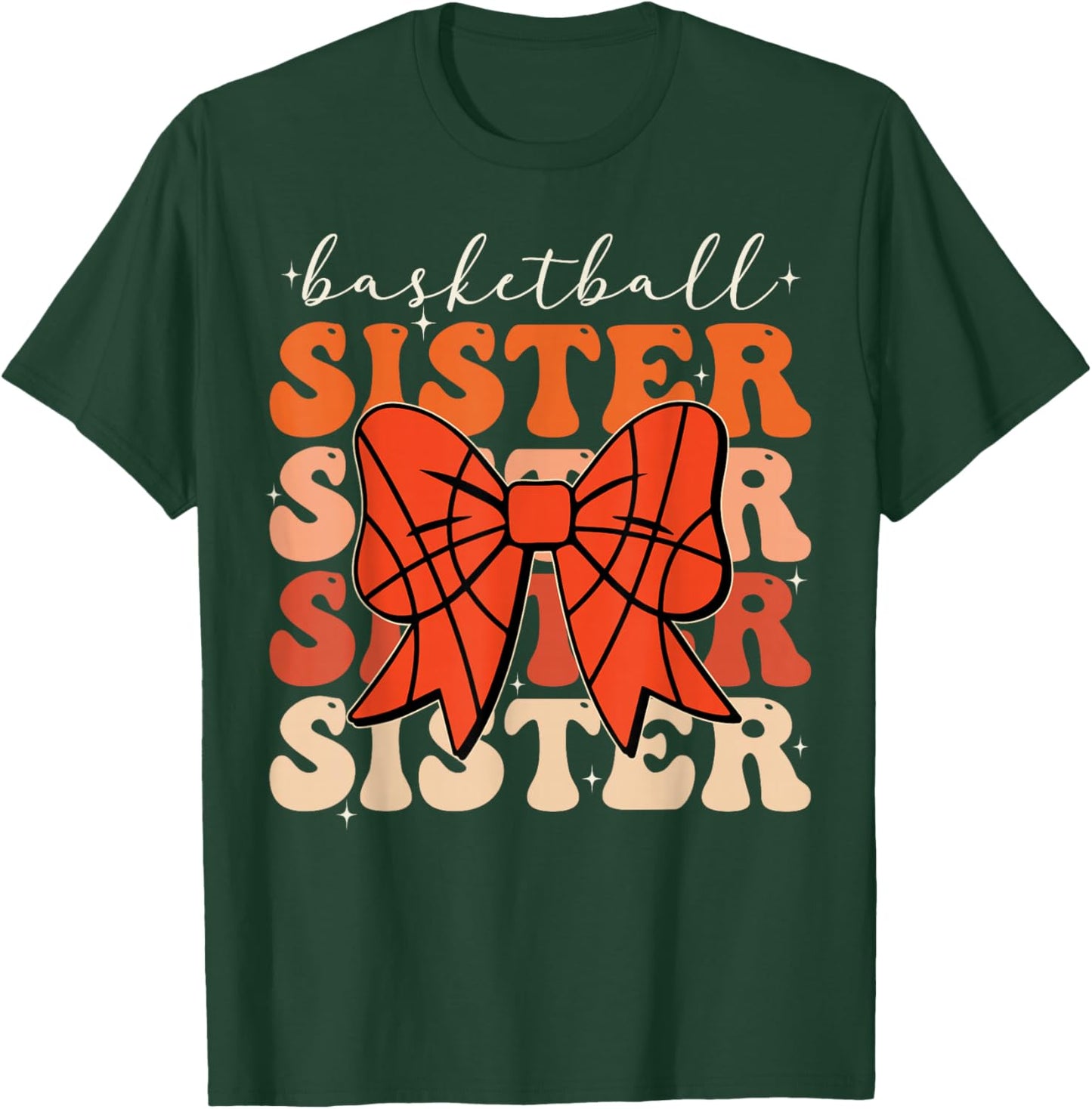 Basketball Sister Vintage Sport Lover Sister Mothers Da T-Shirt - T-Shirt | Forest