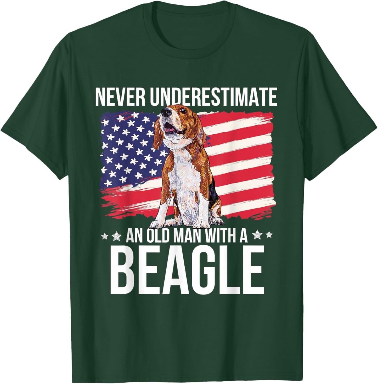 Never Underestimate An Old Man With A Beagle Funny Pet Lover T-Shirt - T-Shirt | Forest