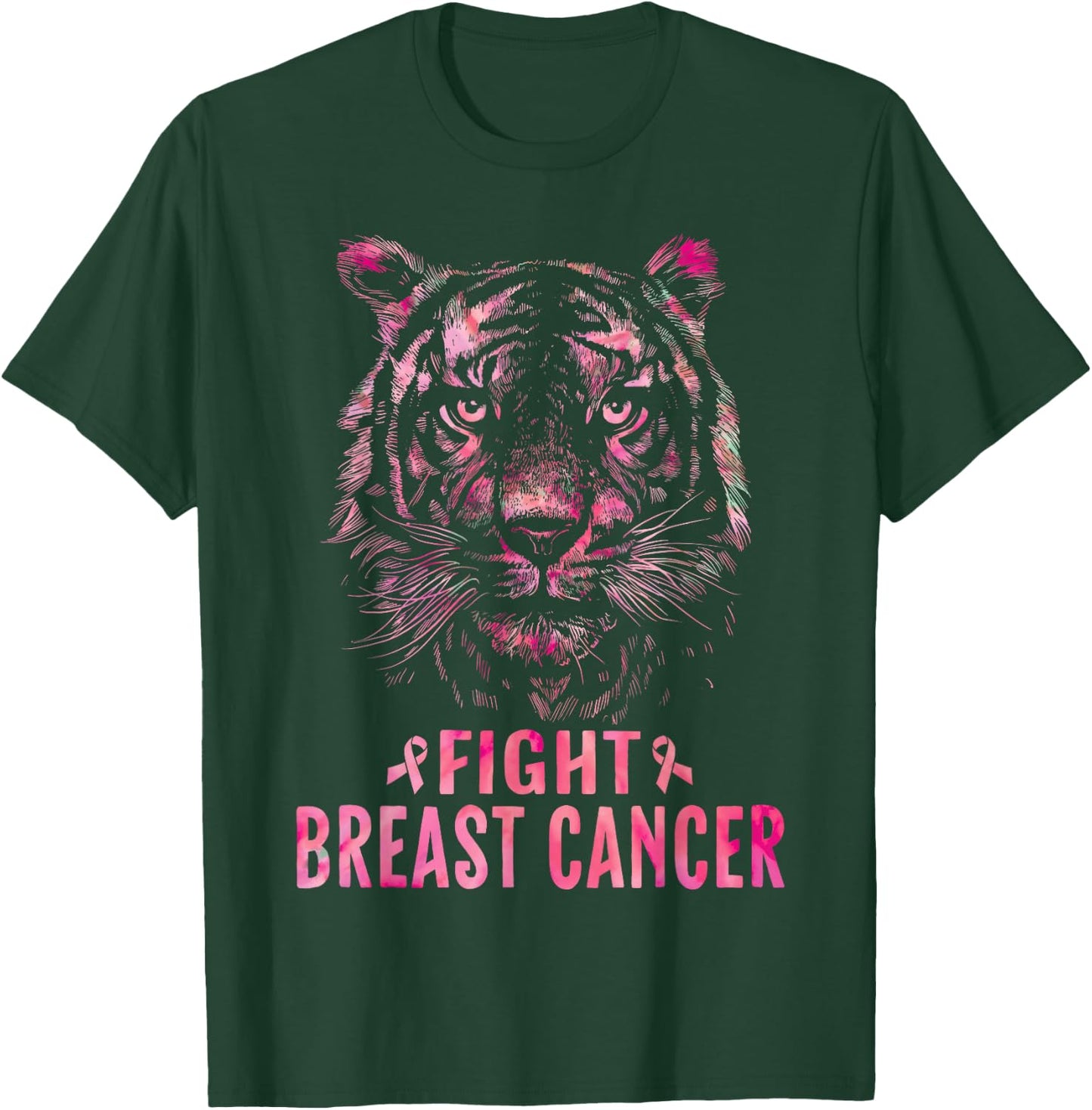 Fight Breast Cancer Awareness 2025 Shirts Tiger T-Shirt - T-Shirt | Forest