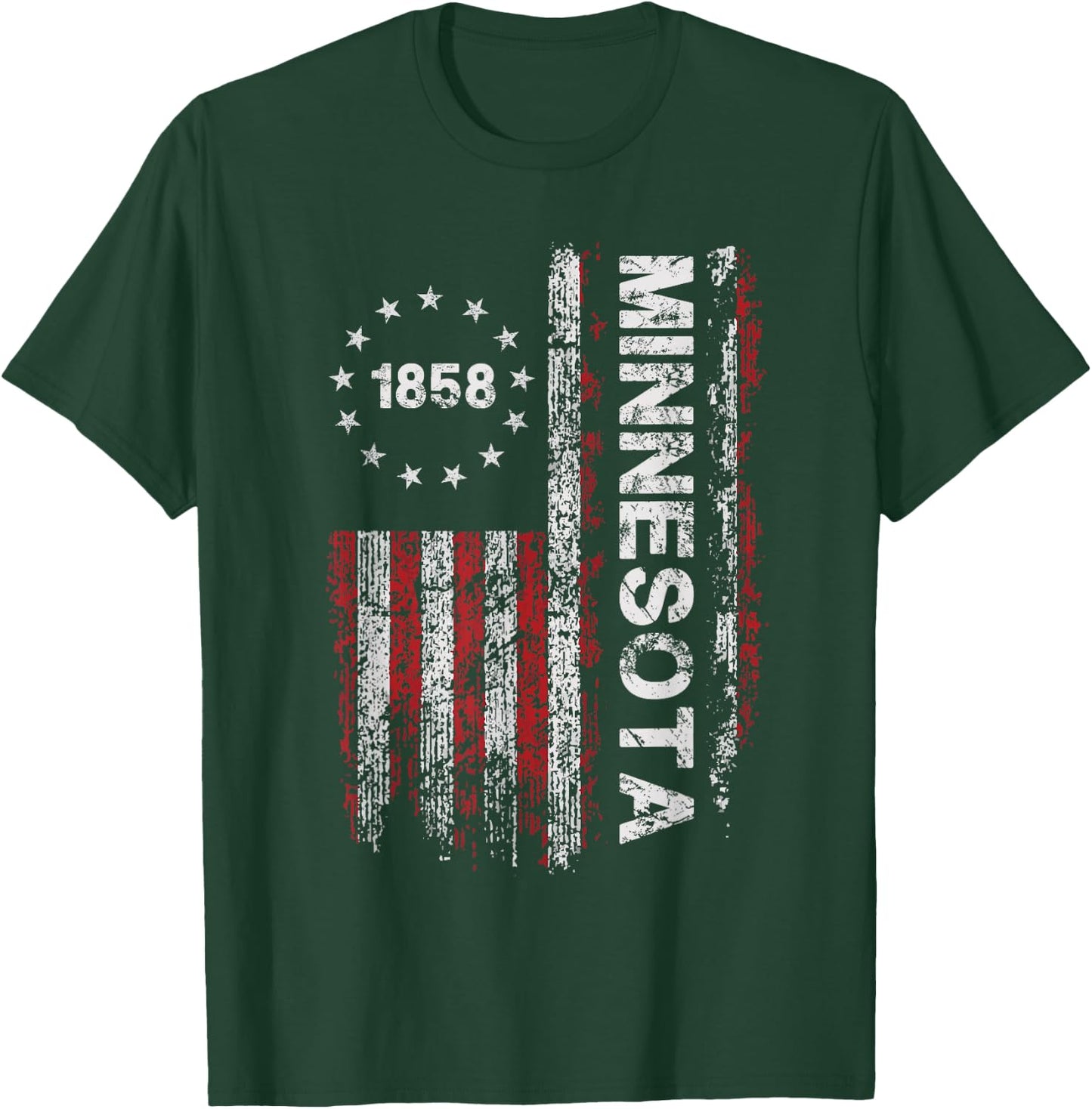1858 Minnesota State US Flag Vintage Women Youth T-Shirt - T-Shirt | Forest