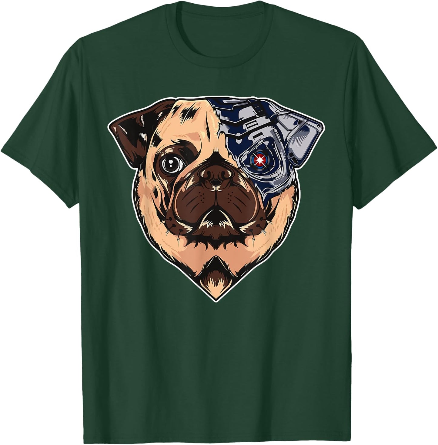 Puginator Funny Robot Pug Dog lovers Women Girls Kids T-Shirt - T-Shirt | Forest