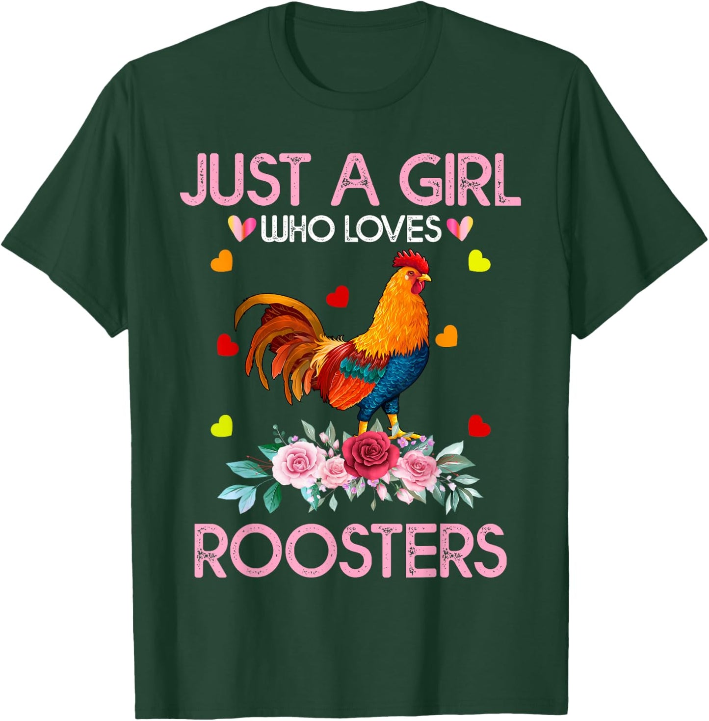 Rooster Kids, Just A Girl Who Loves Roosters T-Shirt - T-Shirt | Forest