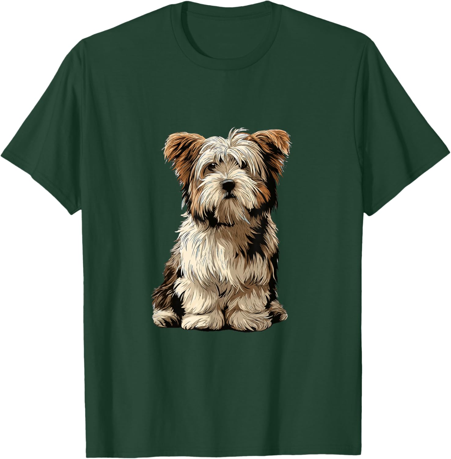 Biewer Terrier Dog Illustration T-Shirt - T-Shirt | Forest
