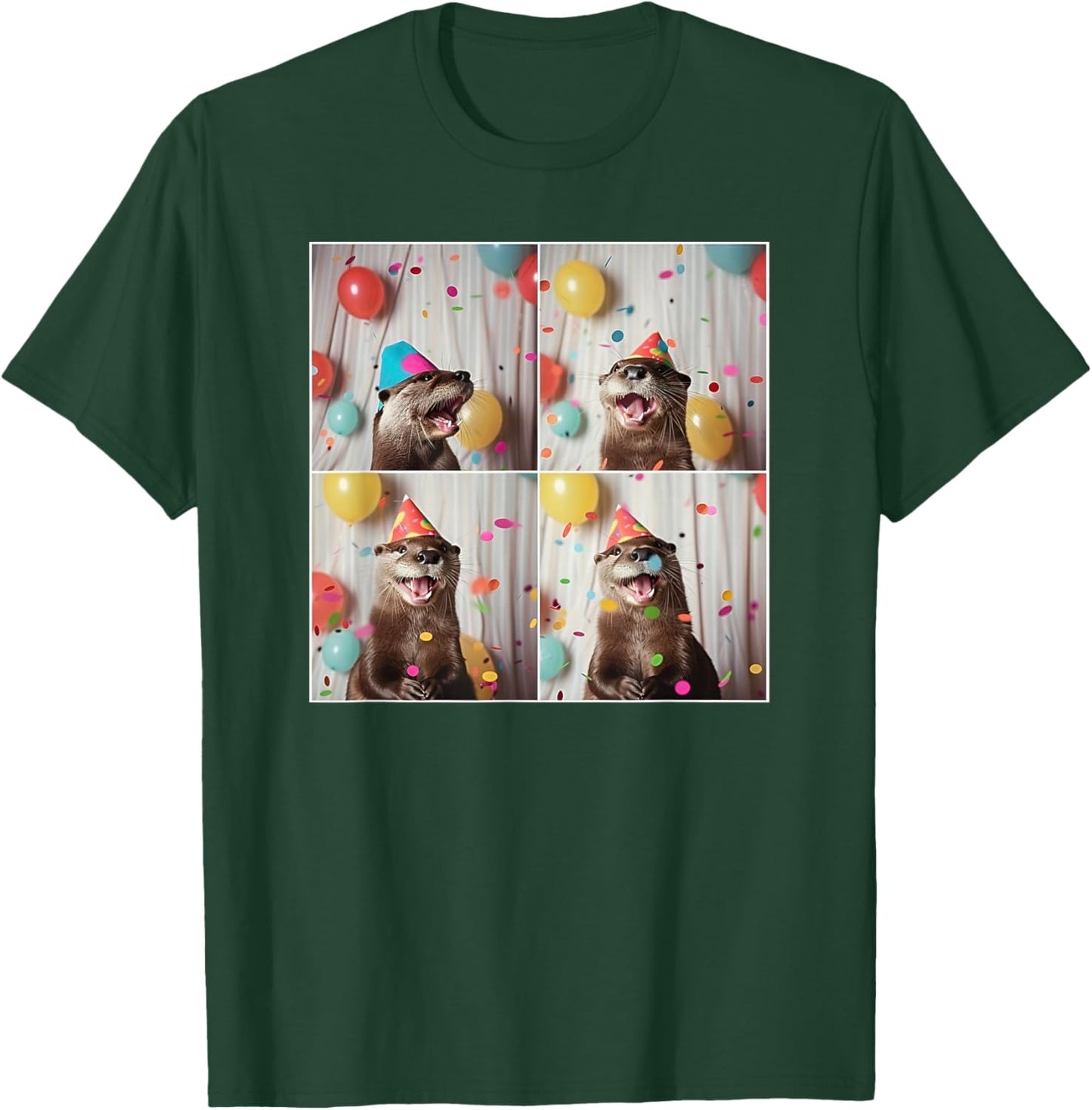 Cute Otter Face River Animal Colorful Sea Otter Birthday T-Shirt - T-Shirt | Forest
