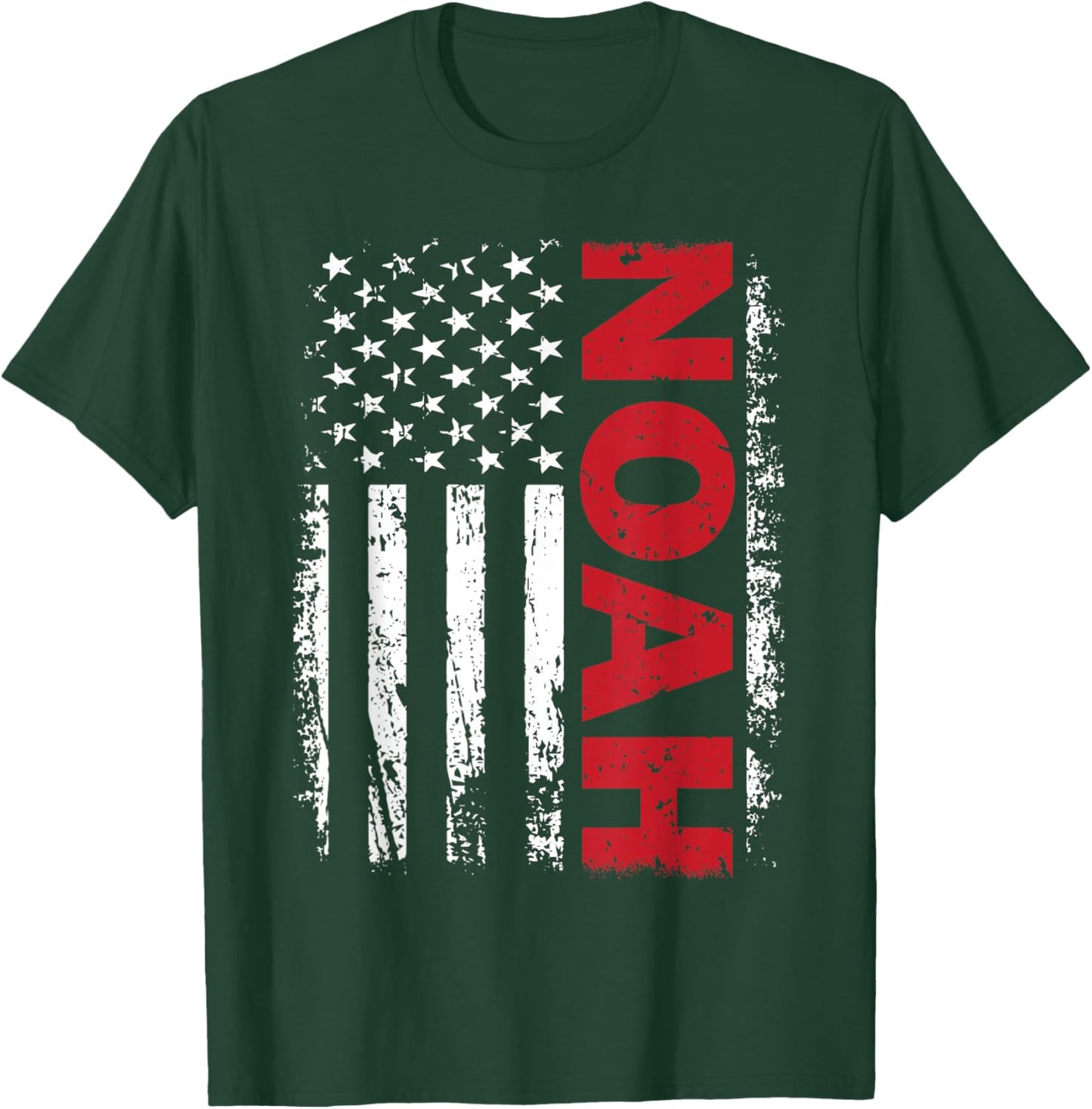 Noah Personalized Name with US American Flag Patriotic T-Shirt - T-Shirt | Forest