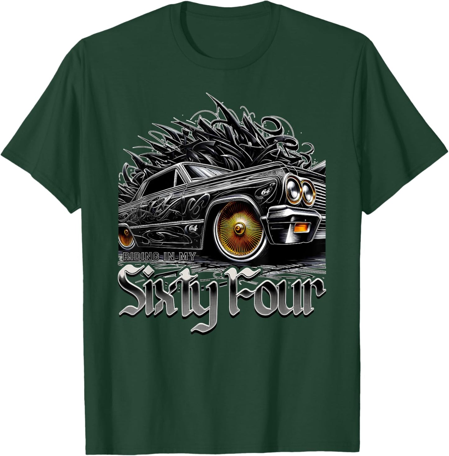 RIDING IN MY 64 Classic Lowrider Shirt Chicano Art Low Rider T-Shirt - T-Shirt | Forest