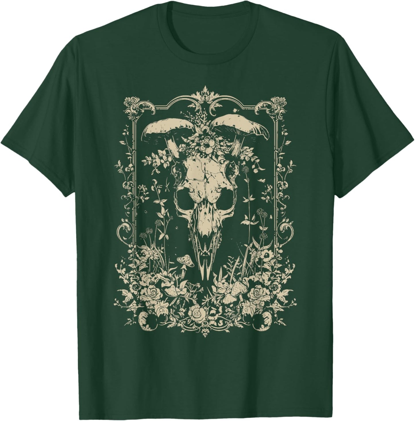 Wolf Skull | Dark Academia Witchy Wicca Witchcore Crowcore T-Shirt - T-Shirt | Forest