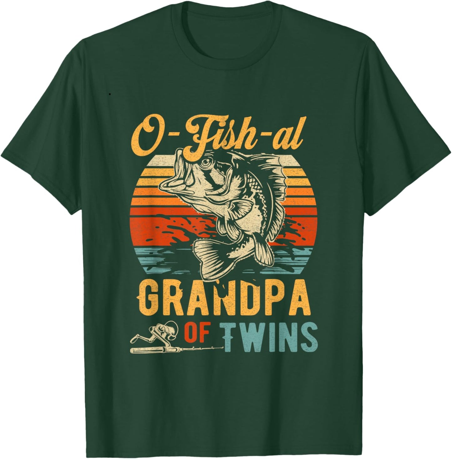 O Fish Al Grandpa Twins Baby Announcement Fishing Fisherman T-Shirt - T-Shirt | Forest