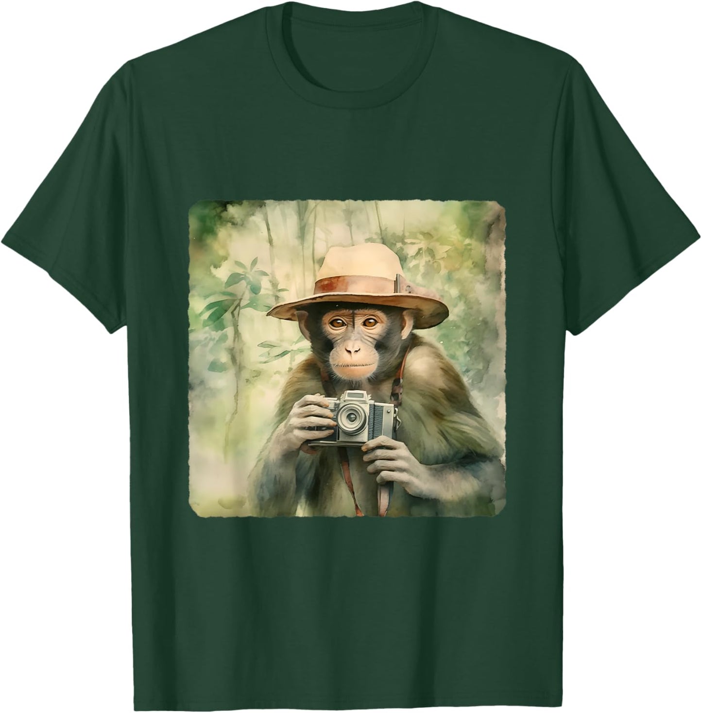 Photographer Monkey In The Jungle. Wildlife, Photography T-Shirt - T-Shirt | Forest