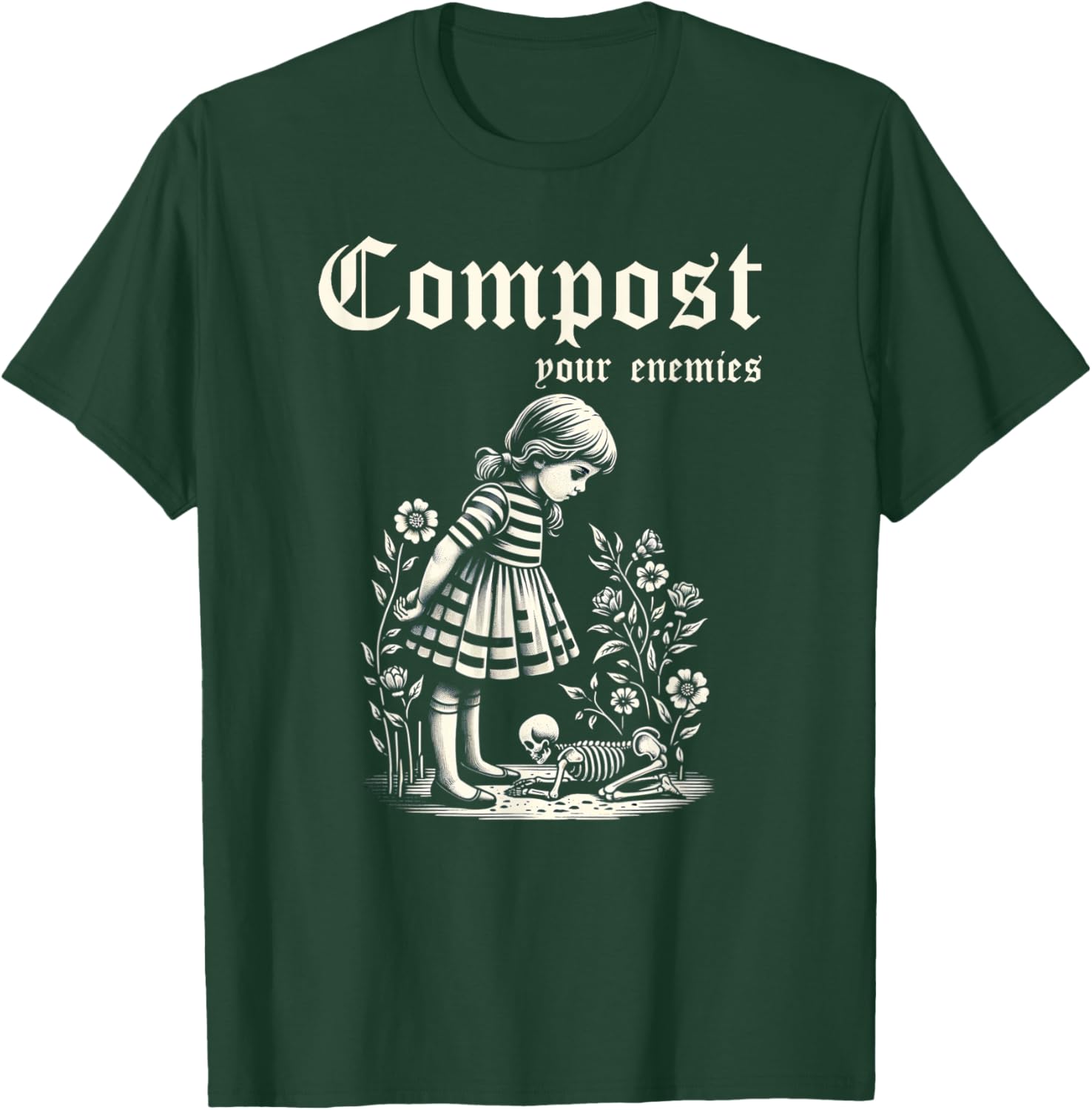 Compost Your Enemies Vintage Dark Humor T-Shirt - T-Shirt | Forest