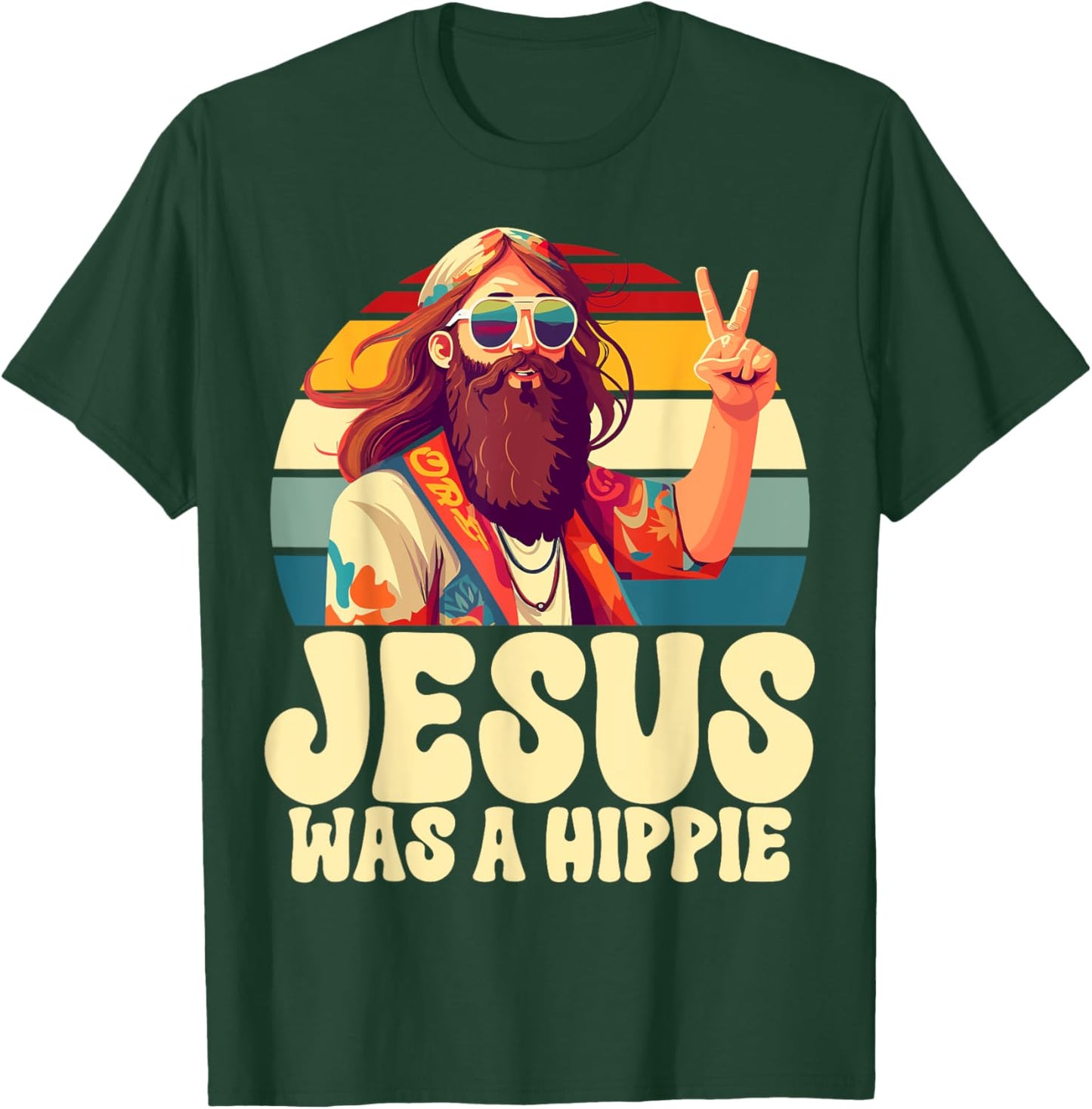 Jesus was a Hippie , Small, Black T-Shirt - T-Shirt | Forest