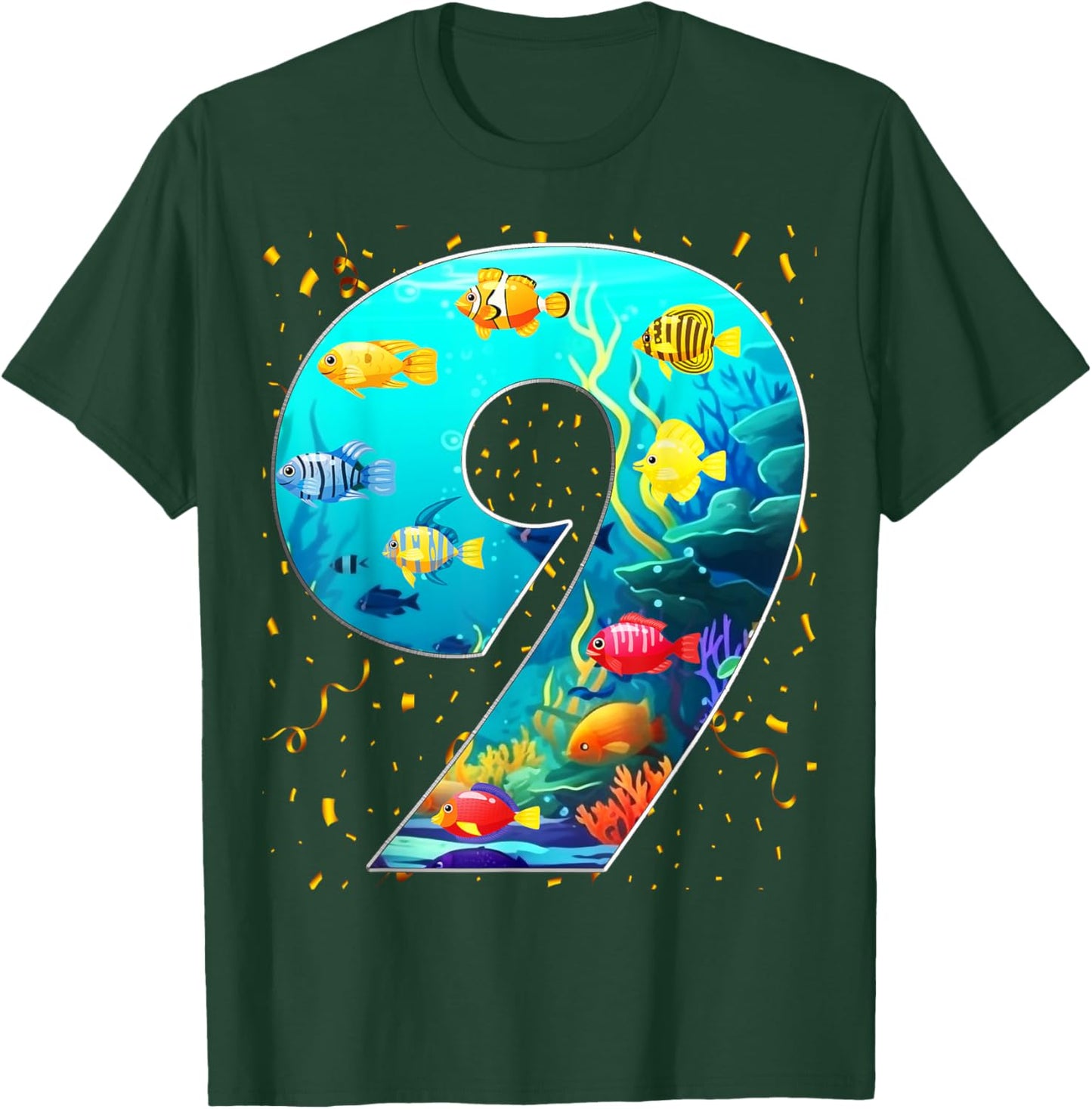 9th Birthday Party 9 Year Old Sea Fish Aquarium Birthday Boy T-Shirt - T-Shirt | Forest