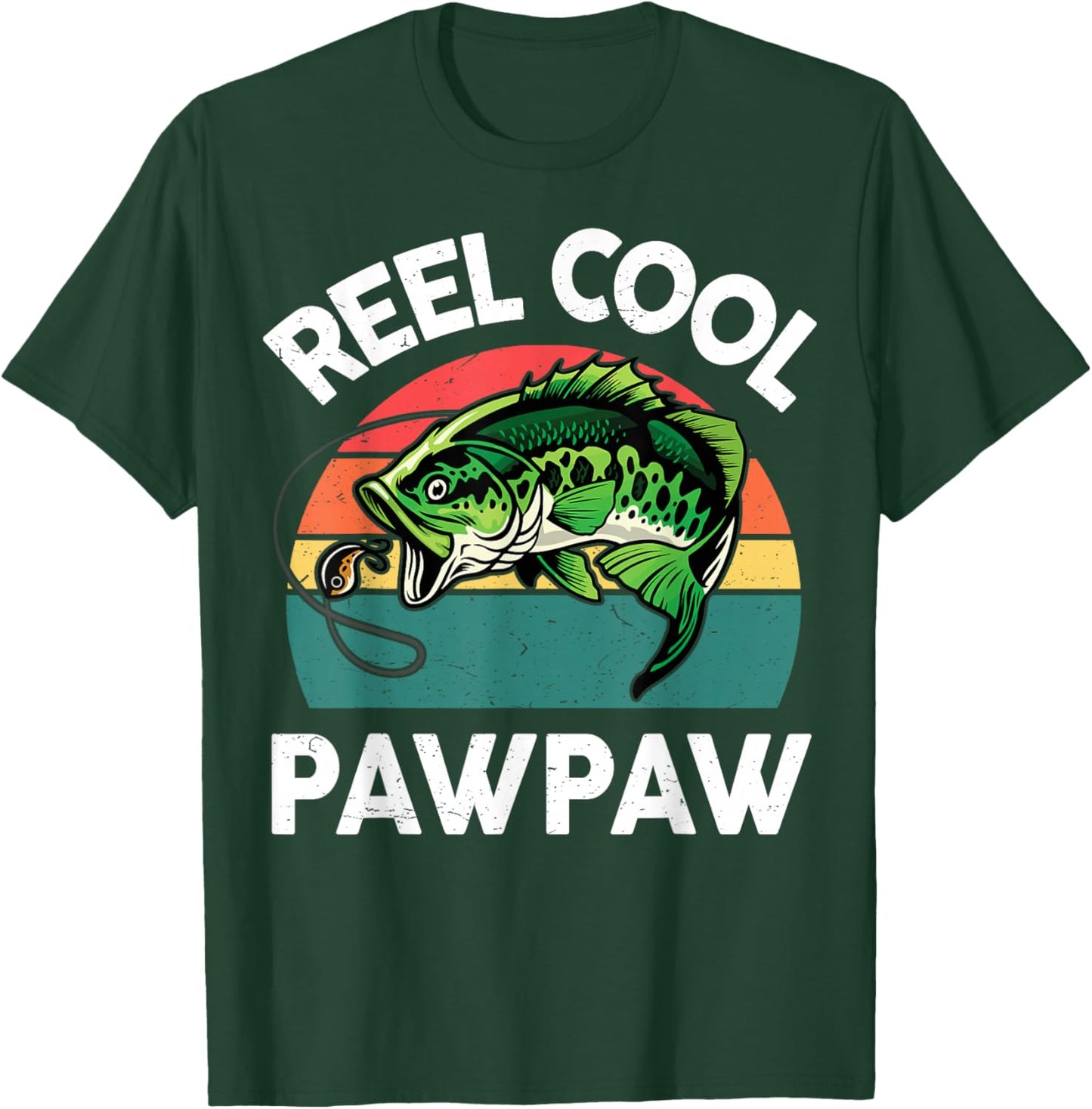 Reel Cool Pawpaw Fathers Day Gift Grandpa Dad Papa Fishing T-Shirt - T-Shirt | Forest
